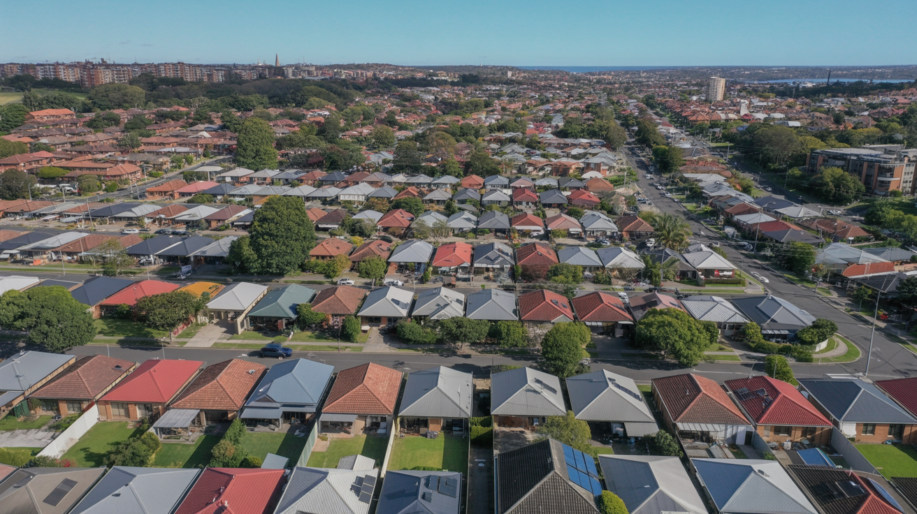 Aerial view of Sydney St George suburban houses